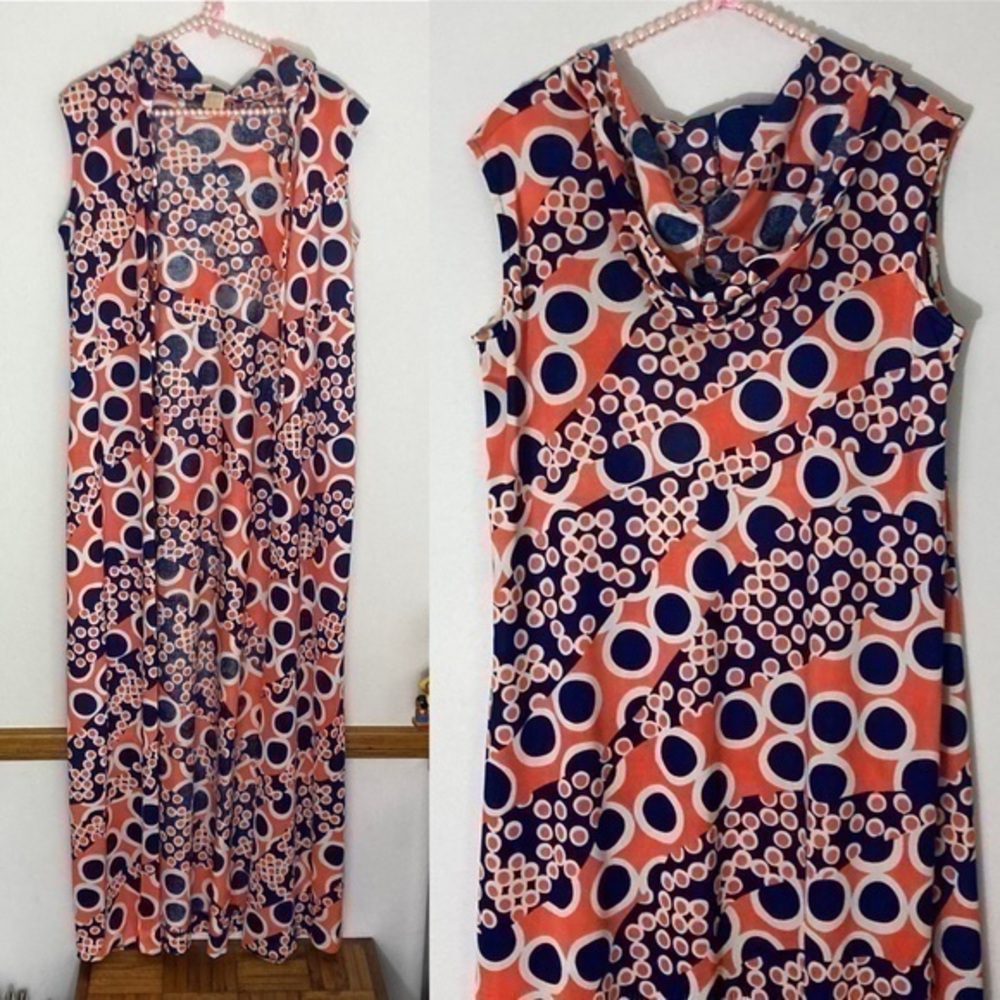 Vintage 60s Jantzen orange and navy spotted swim cover up size M